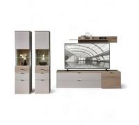 Stella Trading INA Ensemble Complet de Meubles de Salon en Cachemire, Aspect chêne Riva certifié FSC, Armoire Moderne, 5 pièces, avec éclairage LED, pour Votre Salon, 320 x 200 x 44 cm (l x H x P)