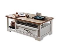 Stella Trading Jasmin, Aspect Table Basse avec tiroir et étagère pour Votre Salon de Style Maison de Campagne, Bois d'ingénierie, Pin Clair/chêne Artisan, 120 x 45 x 67 cm
