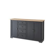 Stella Trading Jasmin Buffet, Aspect, Commode de Style Maison de Campagne avec tiroirs et Beaucoup d'espace de Rangement, Bois d'ingénierie, Graphite/chêne Artisanal, Kommode 4