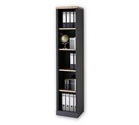 Stella Trading Jasmin Bureau en Graphite, Aspect chêne Artisan-Étagère sur Pied avec 5 Compartiments Ouverts-Style Maison de Campagne-Kit Complet, Bois d'ingénierie, Regal