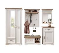 Stella Trading Jasmin Lot de 5 Garde-Robes de Couloir Aspect Artisan-Style Maison de Campagne-5 pièces pour Votre entrée, Pin Clair/chêne Artisanal, Garderobenset 3