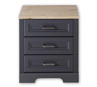 Stella Trading Jasmin roulettes en Graphite, Aspect chêne Artisanal, Meuble de Bureau Mobile avec 3 tiroirs, Style Maison de Campagne Kit Complet, Bois d'ingénierie, Rollcontainer 1