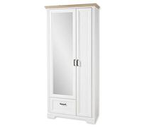 Stella Trading Jasmin vestiaire avec Miroir, Aspect Style Maison de Campagne Armoire avec Tringle à vêtements Extensible, Pin Clair/chêne Artisan, 93 x 204 x 41 cm