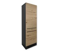 Stella Trading Jazz 8 Armoire encastrable Moderne pour réfrigérateur, Aspect, spacieuse, avec Beaucoup d'espace de Rangement, Bois d'ingénierie, Anthracite/chêne Artisanal, Kühlschrankumbau