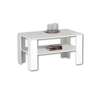 Stella Trading Joker Plus Table Basse en Blanc - Grande Table Basse avec étagère pour Votre Salon - 100 x 54 x 60 cm (l x H x P)