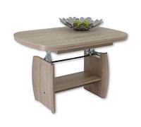 Stella Trading Kirk Mini Table Basse réglable et Extensible en chêne Sonoma avec étagère pour Votre Salon en Bois 95 x 52 x 59 cm