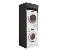 Stella Trading LAUNDREEZY Armoire pour lave-linge et sèche-linge, anthracite - Armoire pratique pour lave-linge en superstructure - 67,5 x 200 x 67,5 cm (L/H/P)