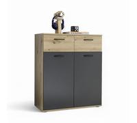 Stella Trading Liam Commode pour Chambre d'adolescent, Aspect chêne Artisanal, Graphite, Moderne, avec tiroirs et Beaucoup d'espace de Rangement, 80 x 95 x 38 cm (l x H x P)