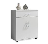 Stella Trading Lilly Commode en Blanc - Commode Moderne avec tiroir et Beaucoup d'espace de Rangement pour Le Salon, la Salle à Manger et l'entrée - 60 x 70 x 30 cm (L/H/P)