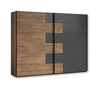 Stella Trading Linea Armoire Moderne et Polyvalente, Grand Espace de Rangement, Portes Coulissantes, Aspect Chêne Bartex/Graphite, Dimensions (l x H x P) 270 x 211 x 58 cm