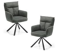 Stella Trading Lot de 2 Sofia avec Structure en métal Noir et Housse en Microfibre, Gris - Chaises Confortables pour Salle à Manger et Salon, Grau