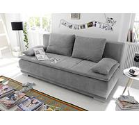 Stella Trading Luigi Canapé Confortable avec Coffre de lit, Housse en Tissu Boue, Pliable avec Fonction de Couchage et surmatelas en Mousse solidement Cousu, Microvelours Plastique, 211 x 93 x 103 cm