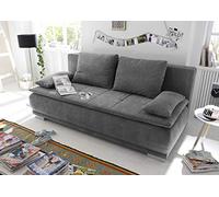 Stella Trading Luigi Canapé-lit Confortable avec Coffre de lit, Housse en Tissu Gris foncé, Pliable, avec Fonction Couchage et surmatelas en Mousse solidement Cousu, 211 x 93 x 103 cm (l x H x P)