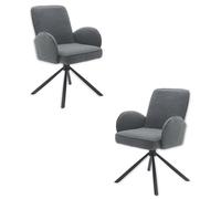 Stella Trading Malia Lot de 2 Structure en métal Noir, Grises, chaises Confortables pour Salle à Manger et Salon, Gris, 58 x 86 x 63 cm