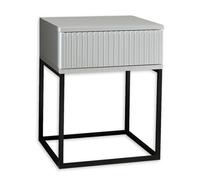 Stella Trading Marle Table de Chevet Moderne avec tiroir et Structure en métal Noir Blanc, Bois d'ingénierie, 40 x 52 x 38,5 cm