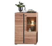 Stella Trading Massif, Aspect, certifié FSC, Moderne avec éclairage LED et Beaucoup d'espace de Rangement, d'ingénierie Matériau : Bois Plastique, Chêne Ancien/chêne Artisanal, Vitrine Links