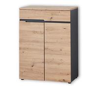 Stella Trading Memphis Armoire à Chaussures, Aspect chêne Artisanal, Graphite, Moderne avec Beaucoup d'espace de Rangement pour Vos Chaussures, 80 x 107 x 38 cm (l x H x P)