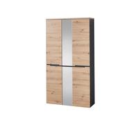 Stella Trading Memphis - Armoire à vêtements avec Miroir - Aspect chêne Artisanal - Graphite - Armoire Moderne avec Beaucoup d'espace de Rangement - 105 x 192 x 38 cm (l x H x P)