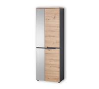 Stella Trading Memphis Armoire avec Miroir, Aspect chêne Artisan, Graphite, Moderne, avec Beaucoup d'espace de Rangement, 65 x 197 x 38 cm (Largeur x Hauteur x Profondeur)