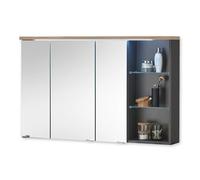 Stella Trading Memphis Armoire de Salle de Bain avec éclairage LED Aspect chêne Artisanal, Gris, avec Beaucoup d'espace de Rangement, Bois d'ingénierie, Spiegelschrank