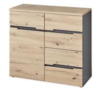 Stella Trading Memphis Aspect chêne Artisan Graphite - Commode Moderne avec Beaucoup d'espace de Rangement, Kommode 2