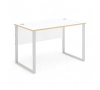 Stella Trading Memphis Bureau Blanc, Aspect chêne Artistique, Moderne, avec Structure en métal et Passe-câbles, 120 x 77 x 73 cm (l x H x P)