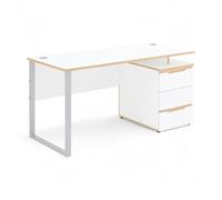 Stella Trading Memphis Bureau Moderne, Aspect chêne Artisanal, avec Structure en métal et Coffre à roulettes, 150 x 77 x 73 cm (l x H x P)