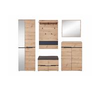 Stella Trading Memphis Lot de 5 Porte-Manteaux de Couloir Aspect chêne Artisan Graphite - Lot de 5 Porte-Manteaux Modernes pour Votre entrée - 295 x 192 x 38 cm (l x H x P)