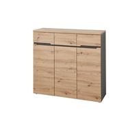 Stella Trading Meuble Memphis en chêne d'artisan et Graphite - Étagère Moderne avec Beaucoup d'espace de Rangement, Armoire à Chaussures 120 cm