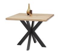 Stella Trading Mickey Table carrée Massif avec Structure en métal en Forme d'étoile pour Votre Salle à Manger, Bois de chêne, 100 x 76 x 100 cm