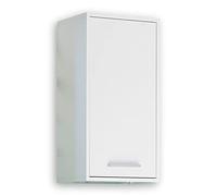 Stella Trading MILANO Armoire de salle de bains suspendue en aspect chêne sauvage, blanc brillant - Armoire de salle de bains Armoire avec beaucoup d'espace de rangement - 38 x 72 x 23 cm (L/H/P)