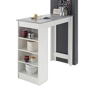 Stella Trading Mojito Table de Bar Moderne, Aspect, comptoir Peu encombrant pour Cuisine et Salle à Manger, Bois d'ingénierie, Blanc/béton, 115 x 103 x 50 cm