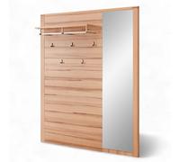 Stella Trading Nature One - Panneau de Garde-Robe avec Miroir en cœur de hêtre - en Partie Massif certifié FSC - Étagère arrière Moderne avec Crochet Mural - 120 x 157 x 29 cm (l x H x P)