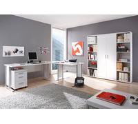 Stella Trading OFFICE LINE Bureau d'angle en blanc - Table d'ordinateur moderne avec grande surface de travail et caisson à roulettes - 220/170 x 72 x 70 cm (L/H/P)