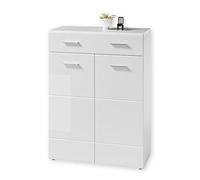 Stella Trading Orlando Armoire à Chaussures en Blanc Brillant - Étagère à Chaussures Moderne avec Beaucoup d'espace de Rangement pour Vos Chaussures - 90 x 122 x 40 cm (L/H/P)