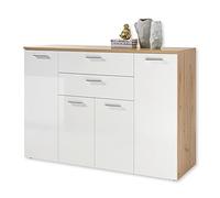 Stella Trading Pablo Commode en chêne Artisan Blanc - Buffet Moderne avec Beaucoup d'espace de Rangement pour Votre Espace de Vie - 152 x 106 x 50 cm (l x H x P)
