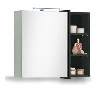 Stella Trading Palermo Armoire de Salle de Bain avec éclairage LED Vert Roseau, Noir, avec Beaucoup d'espace de Rangement, 80 x 72 x 22 cm (l x H x P)