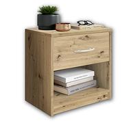 Stella Trading PEPE Table De Chevet, Aspect Chêne Artisanal, Table De Nuit Sobre Avec 1 Tiroir, Convient Pour Tout Lit Et Toute Chambre, 39 x 41 x 28 cm (L/H/P)