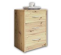 Stella Trading PEPE Table De Chevet, Aspect Chêne Artisanal, Table De Nuit Sobre Avec 3 Tiroirs, Convient Pour Tout Lit Et Toute Chambre, 39 x 54 x 28 cm (L/H/P)