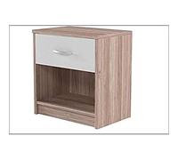 Stella Trading PEPE Table De Chevet, Aspect Chêne Sonoma, Blanc, Table De Nuit Sobre Avec 1 Tiroir, Convient Pour Tout Lit Et Toute Chambre, 39 x 41 x 28 cm (L/H/P)