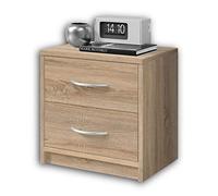 Stella Trading PEPE Table De Chevet, Aspect Chêne Sonoma, Table De Nuit Sobre Avec 2 Tiroirs, Convient Pour Tout Lit Et Toute Chambre, 39 x 39 x 28 cm (L/H/P)