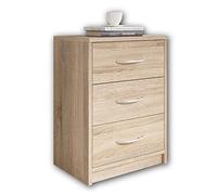 Stella Trading PEPE Table De Chevet, Aspect Chêne Sonoma, Table De Nuit Sobre Avec 3 Tiroirs, Convient Pour Tout Lit Et Toute Chambre, 39 x 54 x 28 cm (L/H/P)