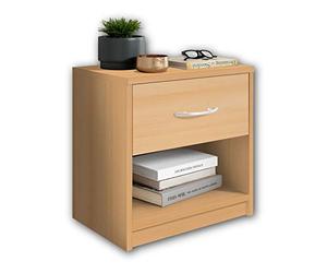 Stella Trading PEPE Table De Chevet, Aspect Hêtre, Table De Nuit Sobre Avec 1 Tiroir, Convient Pour Tout Lit Et Toute Chambre, 39 x 41 x 28 cm (L/H/P)