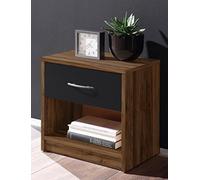 Stella Trading PEPE Table De Chevet, Aspect Noyer Columbia, Noir, Table De Nuit Sobre Avec 1 Tiroir, Convient Pour Tout Lit Et Toute Chambre, 39 x 41 x 28 cm (L/H/P)