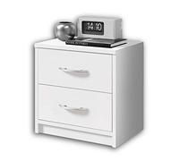 Stella Trading PEPE Table De Chevet, Blanc, Table De Nuit Sobre Avec 2 Tiroirs, Convient Pour Tout Lit Et Toute Chambre, 39 x 39 x 28 cm (L/H/P)