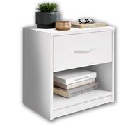 Stella Trading PEPE Table De Chevet, Blanc, Table De Nuit Sobre Avec Un Tiroir, Convient Pour Tout Lit Et Toute Chambre, 39 x 41 x 28 cm (L/H/P), Aucune Charnière Nécessaire