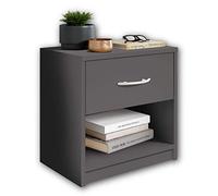 Stella Trading PEPE Table De Chevet, Gris Graphite, Table De Nuit Sobre Avec 1 Tiroir, Convient Pour Tout Lit Et Toute Chambre, 39 x 41 x 28 cm (L/H/P)