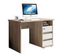 Stella Trading Primus 1 Bureau avec tiroirs, Aspect chêne Sonoma/Blanc - Table d'ordinateur pour Le Bureau à Domicile avec Espace de Rangement et Compartiment Ouvert - 110 x 75 x 65 cm (L/H/P)