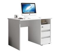 Stella Trading Primus 1 Bureau avec tiroirs, Blanc - Table d'ordinateur pour Le Bureau à Domicile avec Espace de Rangement et Compartiment de Rangement Ouvert - 110 x 75 x 65 cm (L/H/P)