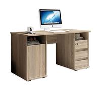 Stella Trading PRIMUS 2 Bureau avec tiroirs, aspect chêne Sonoma - Table d'ordinateur pour le bureau à domicile avec espace de rangement et casiers ouverts - 145 x 74 x 65 cm ( L/H/P )